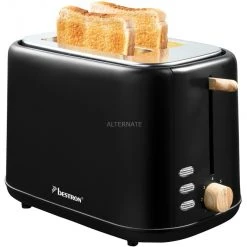 Bestron ATO850BW, Toaster (schwarz/holz)