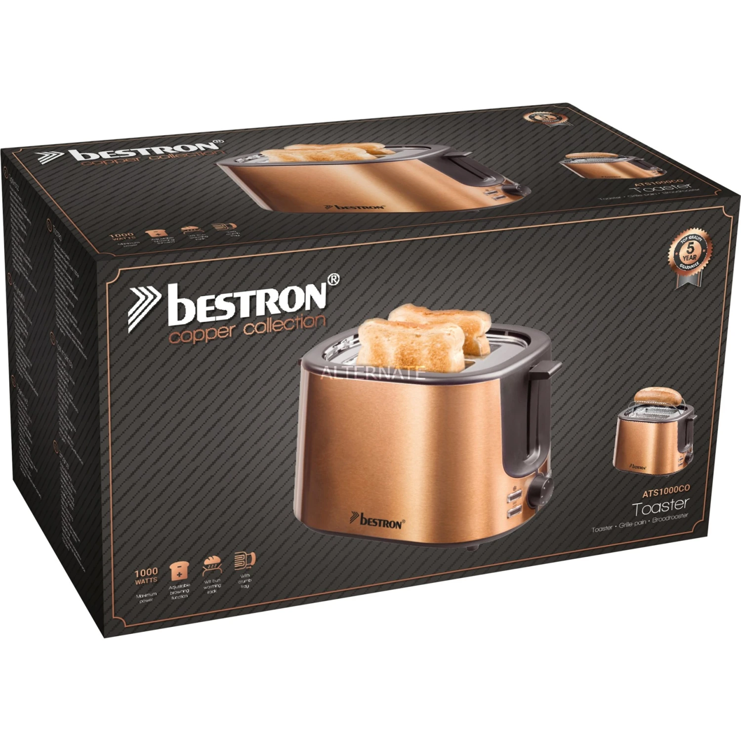 Bestron Copper Collection ATS1000CO, Toaster (kupfer) 7 Bestron Copper Collection ATS1000CO, Toaster (kupfer) – Bild 5