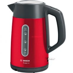 Bosch Wasserkocher Bosch DesignLine TWK4P434, Wasserkocher (rot/grau, 1,7 Liter)