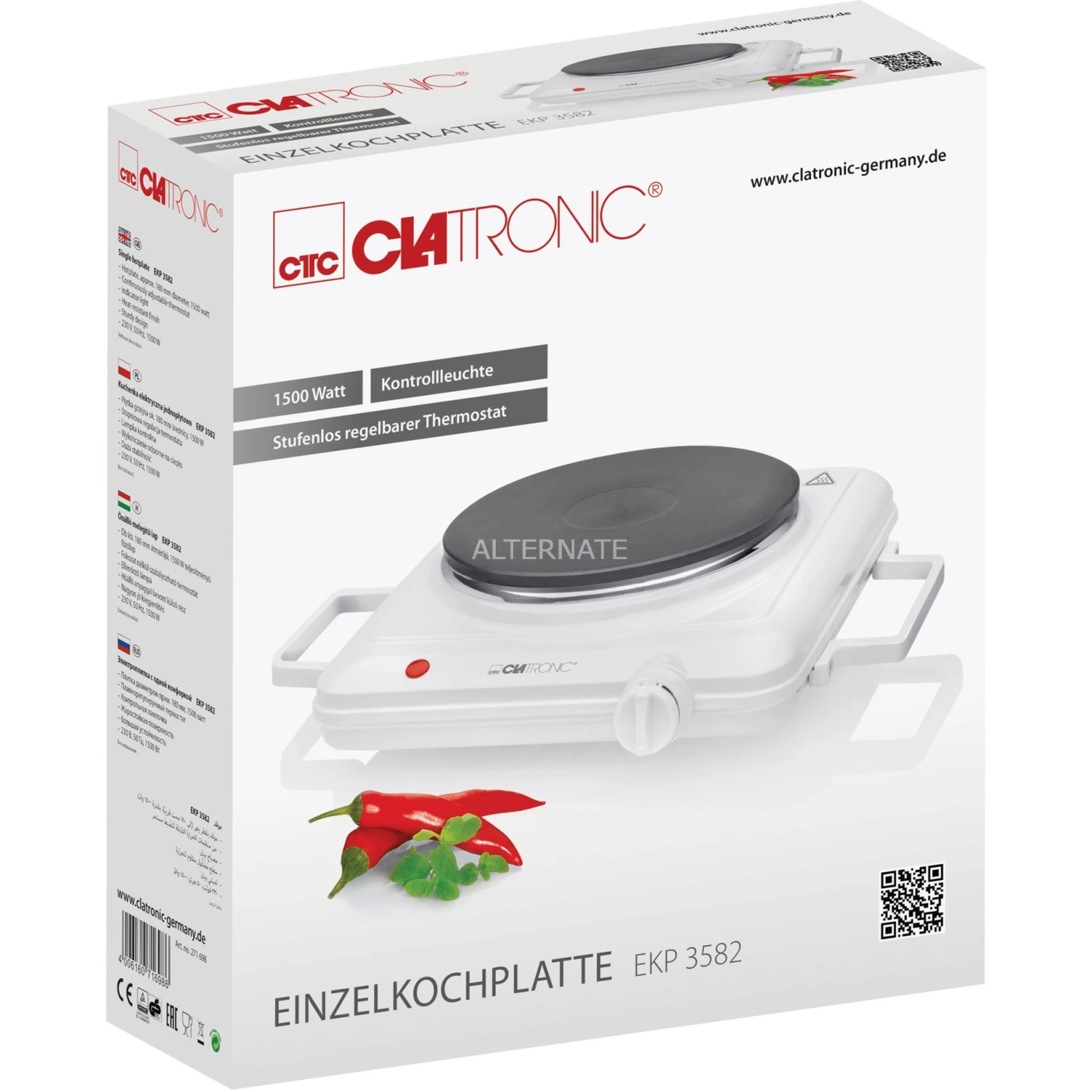 Clatronic EKP 3582, Kochplatte (weiß) 4 Clatronic EKP 3582, Kochplatte (weiß) – Bild 2