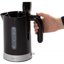 Clatronic WK 3452, Wasserkocher (schwarz/silber, 1,8 Liter) -Kochen & Backen Soldes Clatronic WK 3452 Wasserkocher@@9gwldc40 5