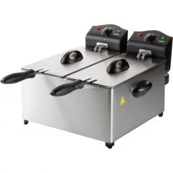 Fritteusen Mit Öl Domo DO560FR, Fritteuse (edelstahl/schwarz, Inhalt: 2 X 3L)