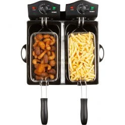 Fritteusen Mit Öl Domo DO560FR, Fritteuse (edelstahl/schwarz, Inhalt: 2 X 3L) -Kochen & Backen Soldes Domo DO560FR Fritteuse@@1838610 5