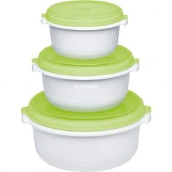 Zubehör Für Backofen Emsa MICRO FAMILY Mikrowellentopf, Starterset 3-teilig, Dose (weiß/grün, 3 Töpfe, 3 Deckel)