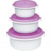 Zubehör Für Backofen Emsa MICRO FAMILY Mikrowellentopf, Starterset 3-teilig, Dose (weiß/violett, 3 Töpfe, 3 Deckel)