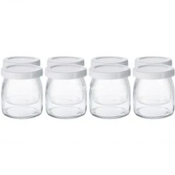 Frischhaltedosen Steba Joghurtgläser, Für Joghurt-Maker JM 3, Glas (transparent/weiß, 8 Stück)